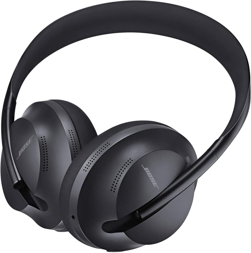 A pair of sleek, black Bose Noise Canceling Headphones 700 with a modern design.