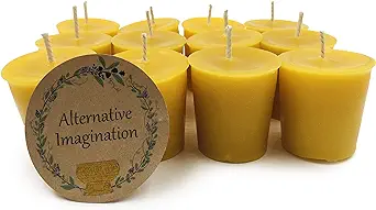 12 small yellow candles made from pure beeswax