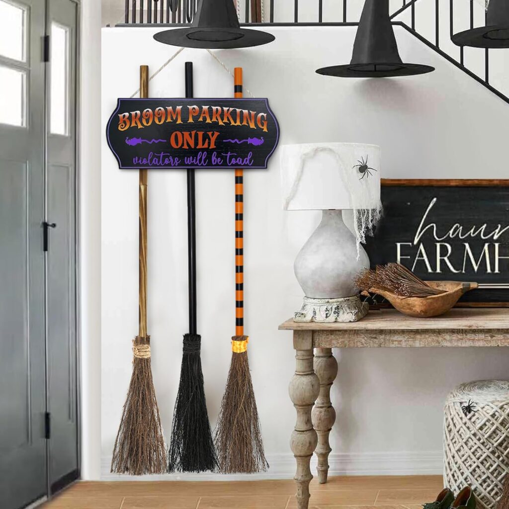 Broom Parking Sign with Three Broomsticks