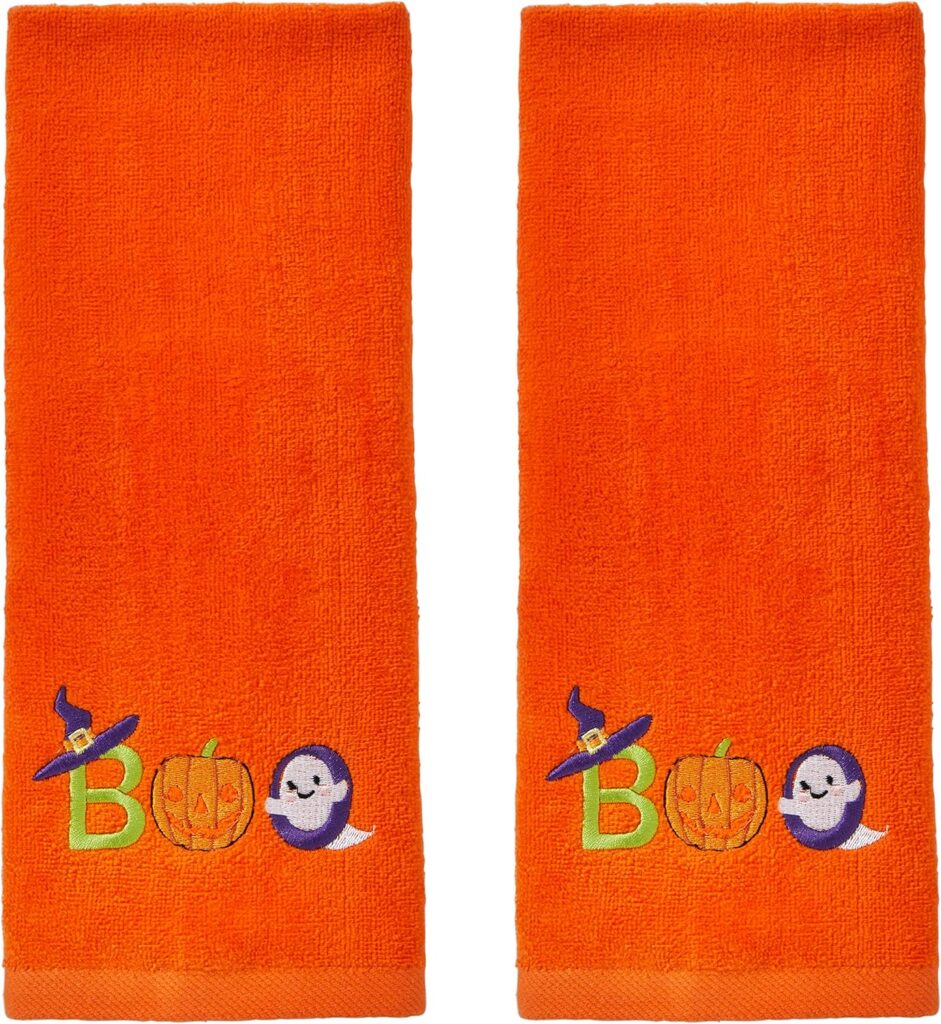 Boo Written Orange Hand Towels