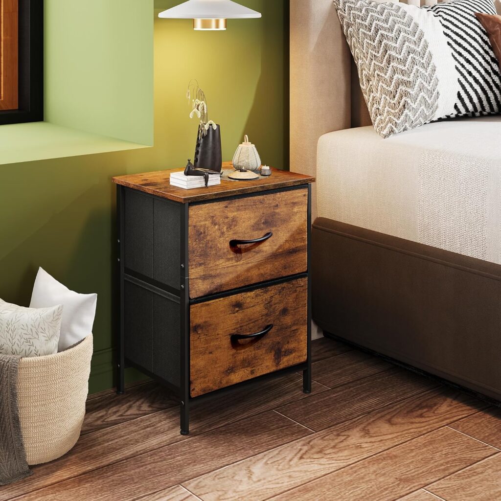 Brown Nightstand with Drawers