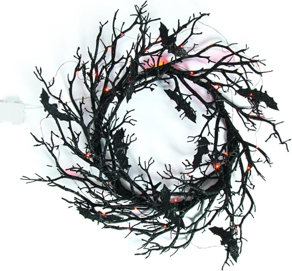 Black Bat Wreath Decoration